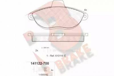 R BRAKE rb1122 -  Комплект тормозных колодок, дисковый тормоз